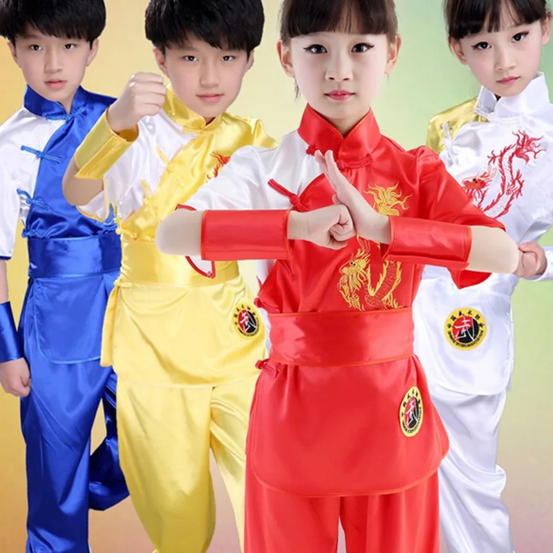 

Children Chinese Traditional Wushu Costume Martial Arts Uniform Kung Fu Suit for Kids Boys Girls Stage Performance Clothing Set