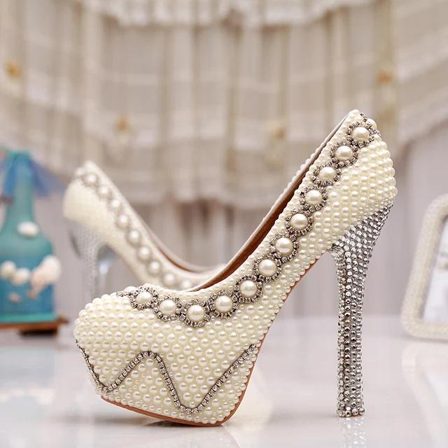 Crystal stones wedding shoes Bride fashion shoesin High Heels from