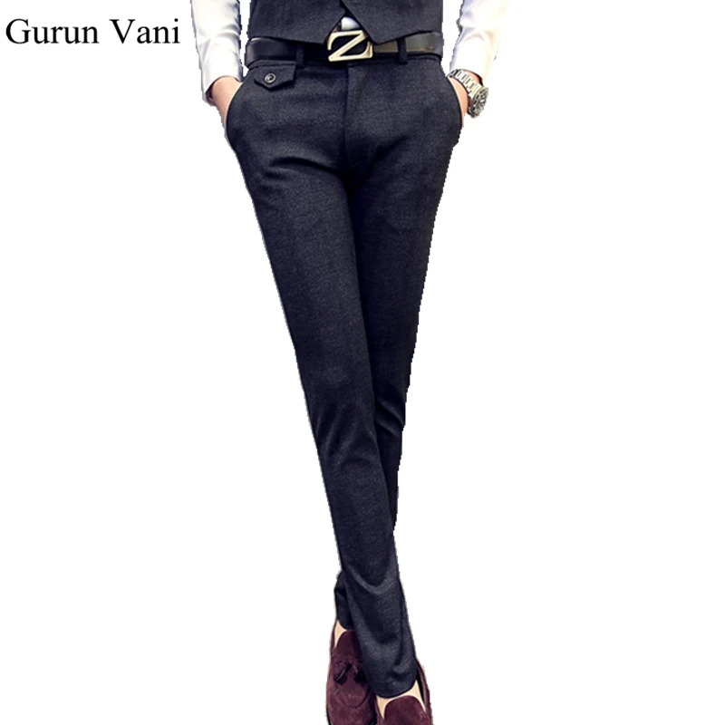 Men Black Plaid Formal Dress Pants Autumn Winter Suit Pants Men Thick