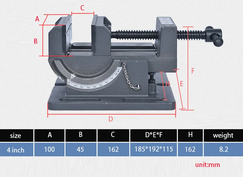4 дюйма универсальные поворотные тиски литого железа промышленный прочный Настольный и дрель Пресс наклона тиски регулировки от 0 до 90 градусов