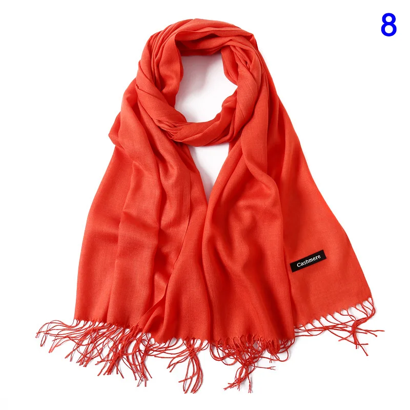 Новинка 1 шт. женский шарф шарфы теплые однотонные мягкие модные зимние VK-ING с кисточками