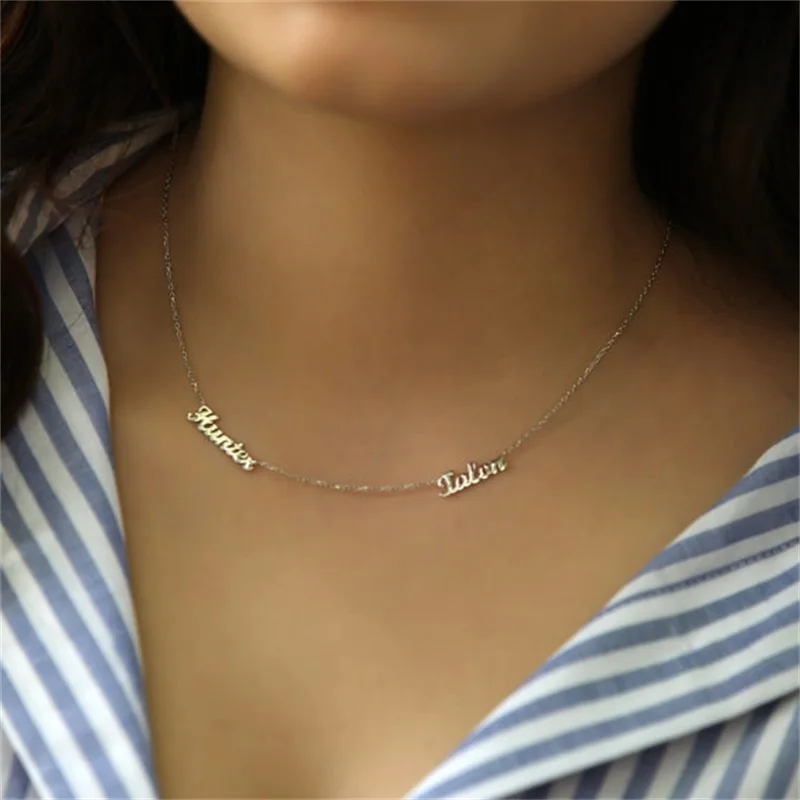 

Customize Initial Necklace Personalized 925 Sterling Silver Two Names Necklaces Pendants Handmade Birthday Gift
