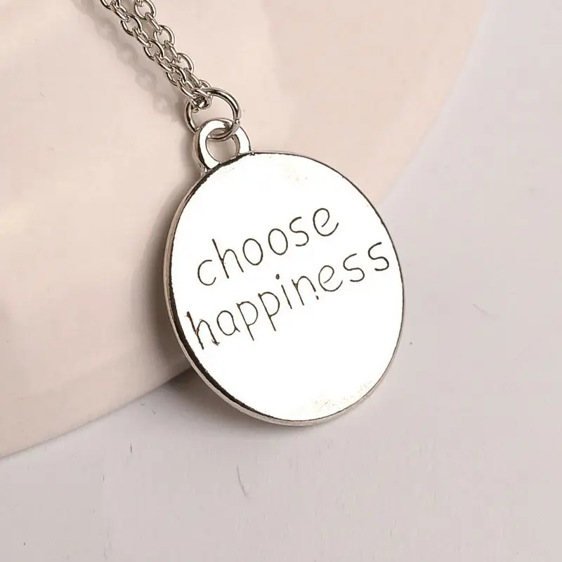 New Fashion Silver Color Love Statement Necklace "choose happiness