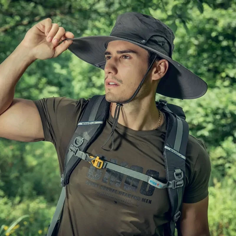 

Luxury Men Cap Outdoor Bucket Hats Quickly Drying Waterproof Anti Ultraviolet Mountaineering Fishing Hats Roof Removable