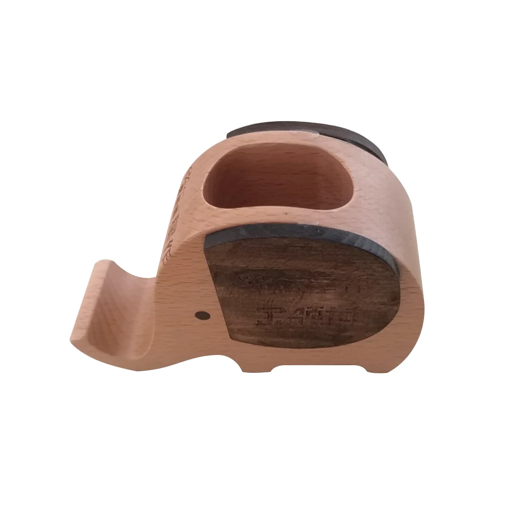 

Wooden Gift Elephant Shape Organizer Non-toxic Desk Small Office Eco-friendly Decorative Cute Pen Holder Phone Stand Home