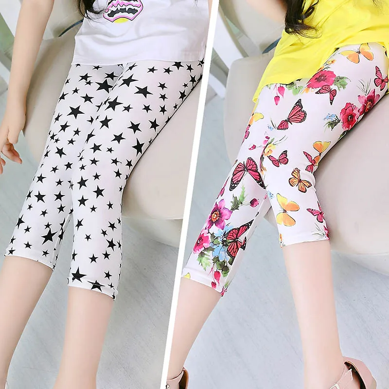 

Calf-length Girls Pants Flower Star Print Children Trousers Kids Leggings for Girls Clothes 2018 Baby Girl Legging Fille Leggins