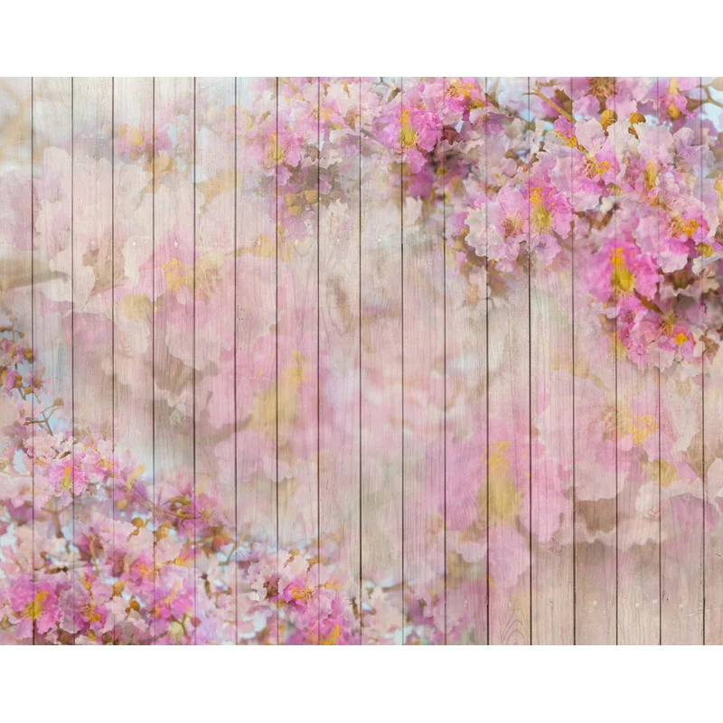 7x5FT Pink Purple Floral Flowers Newborn Baby Shower Timber Wall Custom Photo Studio Background Backdrop Vinyl 220cm x 150cm | Электроника