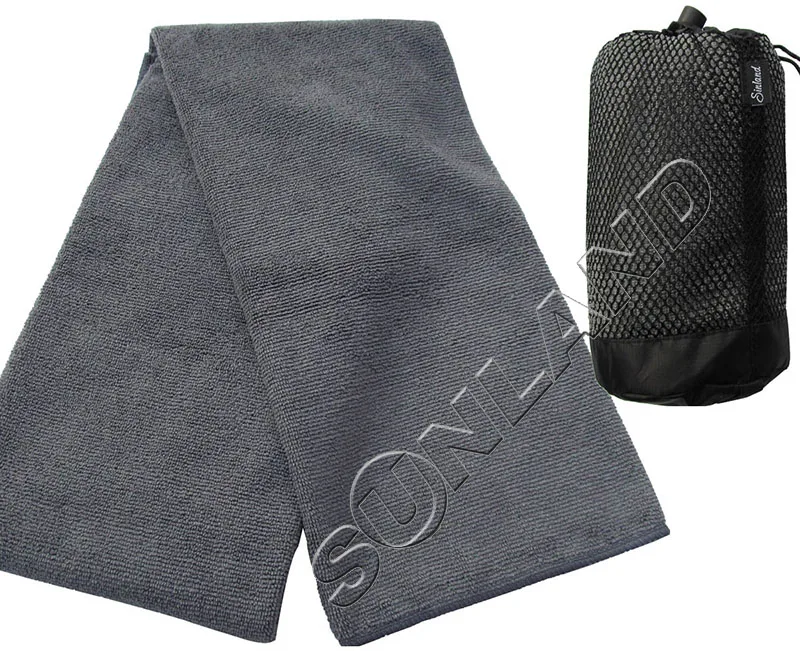 Sunland полотенце для ванной из микрофибры/с сумкой дорожное полотенце ультравпитывающее пляжное полотенце для спа банное полотенце быстросохнущее 81,3 см x 152,5 см - Цвет: gray