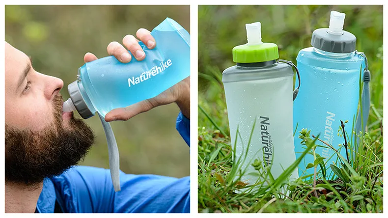 NatureHike 750 мл Sport Bottle бутылки для воды; отдых чашки Портативный силиконовая складная емкость для воды с соломой велосипед бутылку воды