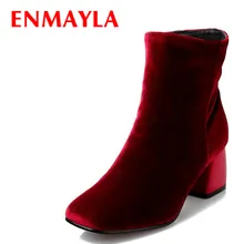 Airfour Winter High Heels Ankle Boots Women Nubuck Charms Shoes Woman Sexy Red Boots Med Heels Square Toe Boots Size 34-43 Airfour Winter High Heels Ankle Boots Women Nubuck Charms Shoes Woman Sexy Red Boots Med Heels Square Toe Boots Size 34-43