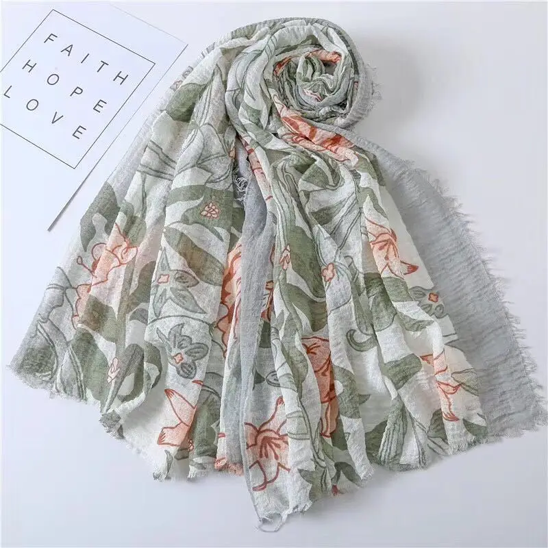 Fashion Muslim Scarf HIJAB Lightweight Popular Crinkled Print Headscarf For women Thin Breathable Headband Long Shawl Soft Wraps