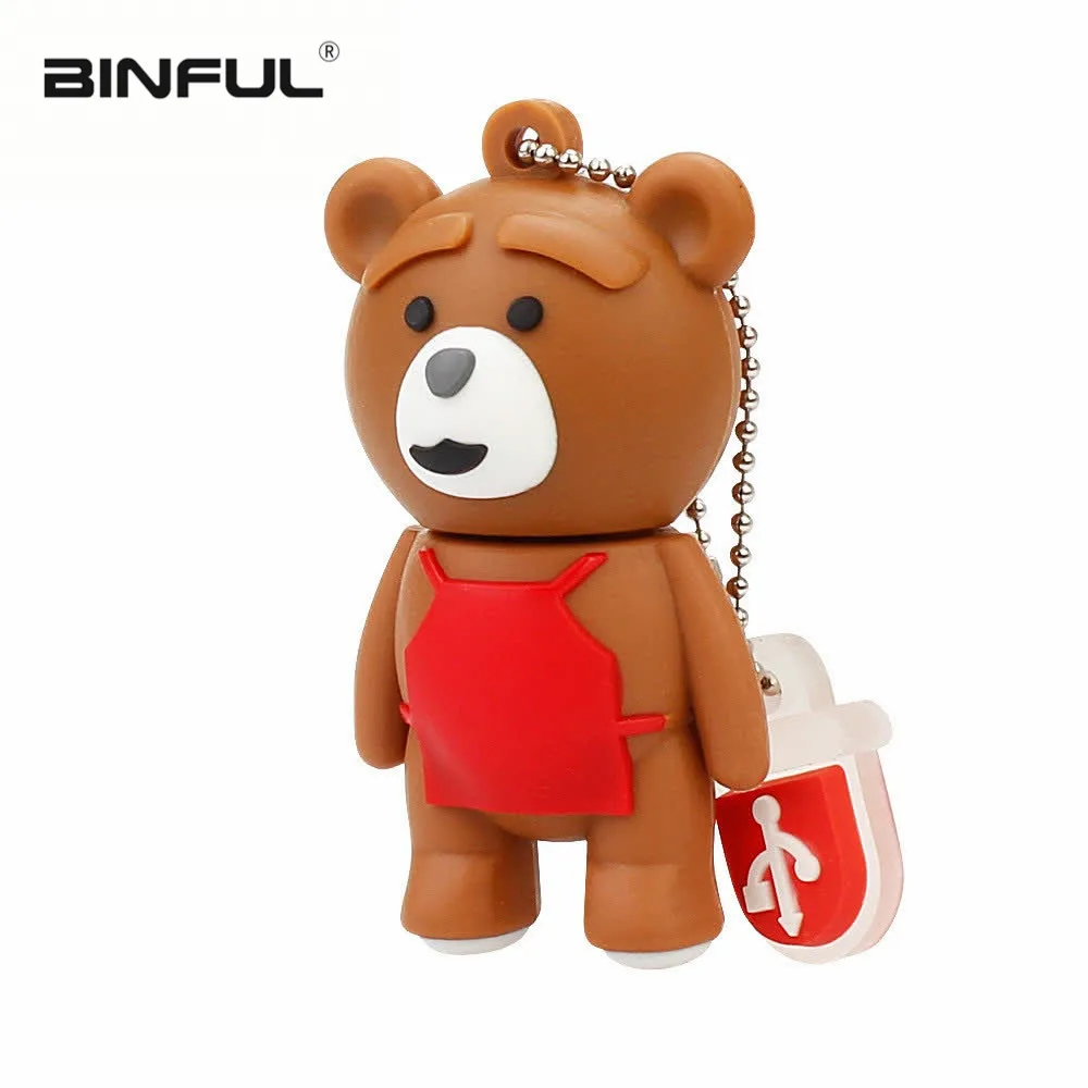 USB флеш-накопитель 128 ГБ с мультяшным медведем, флеш-накопитель usb 2,0 4 ГБ 8 ГБ, флеш-накопитель 16 ГБ 32 ГБ 64 ГБ, usb-диск с животными, бесплатная