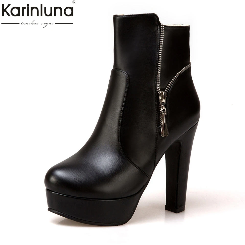 

KarinLuna Large Size 33-50 New Arrivals High Heels Ankle Boots Woman Shoes Platform Martin Boots Female Shoes Woman