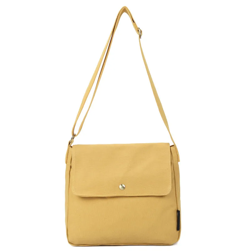

Ougger Medium Shoulder Bag Women Handbags Crossbody Casual Style Yellow Canvas Flap Bag for Shopping