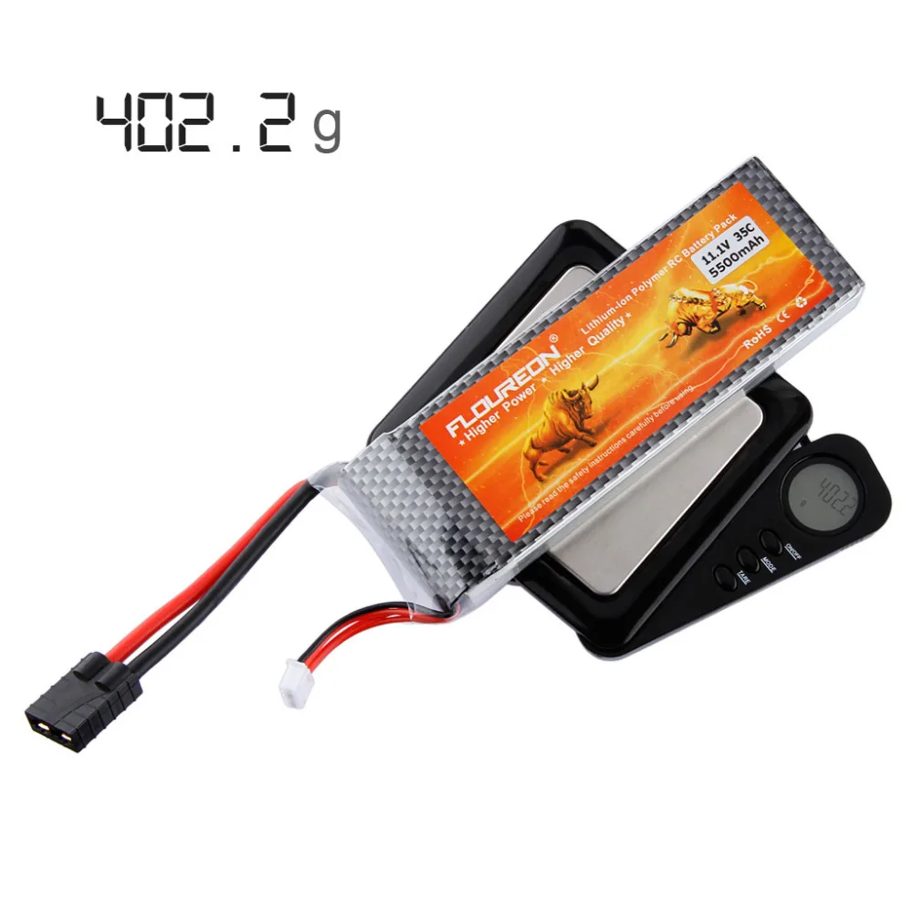 FLOUREON Lipo RC батарея 11,1 V 5500mAh 3S 35C TRX Traxxas вилка перезаряжаемая Lipo батарея для RC вертолет, самолет с радиоуправлением RC Хобби