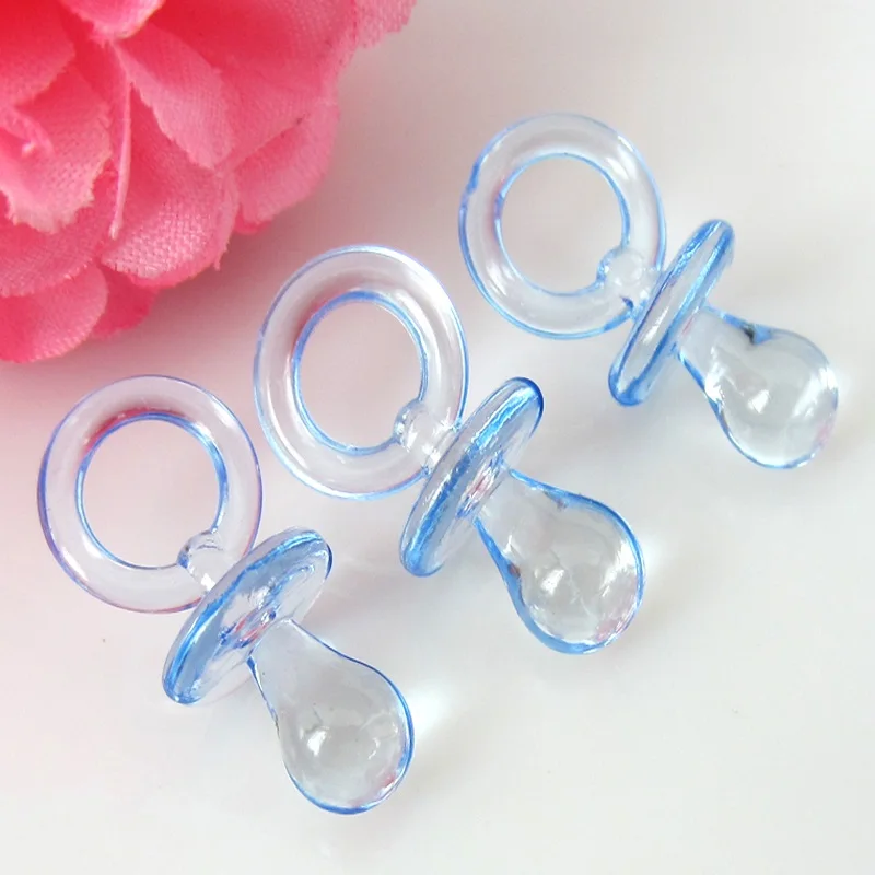 100pcs Plastic Small Pacifiers Baby Shower Favors Clear Blue Boys' For