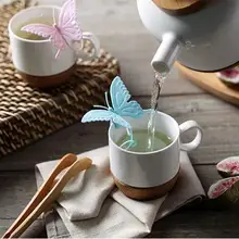 С изображением милой бабочки силиконовый Чай сумки фильтры Чай инструменты фильтр Чай заварки Кухня гаджет Чай сумки Цвет в случайном порядке