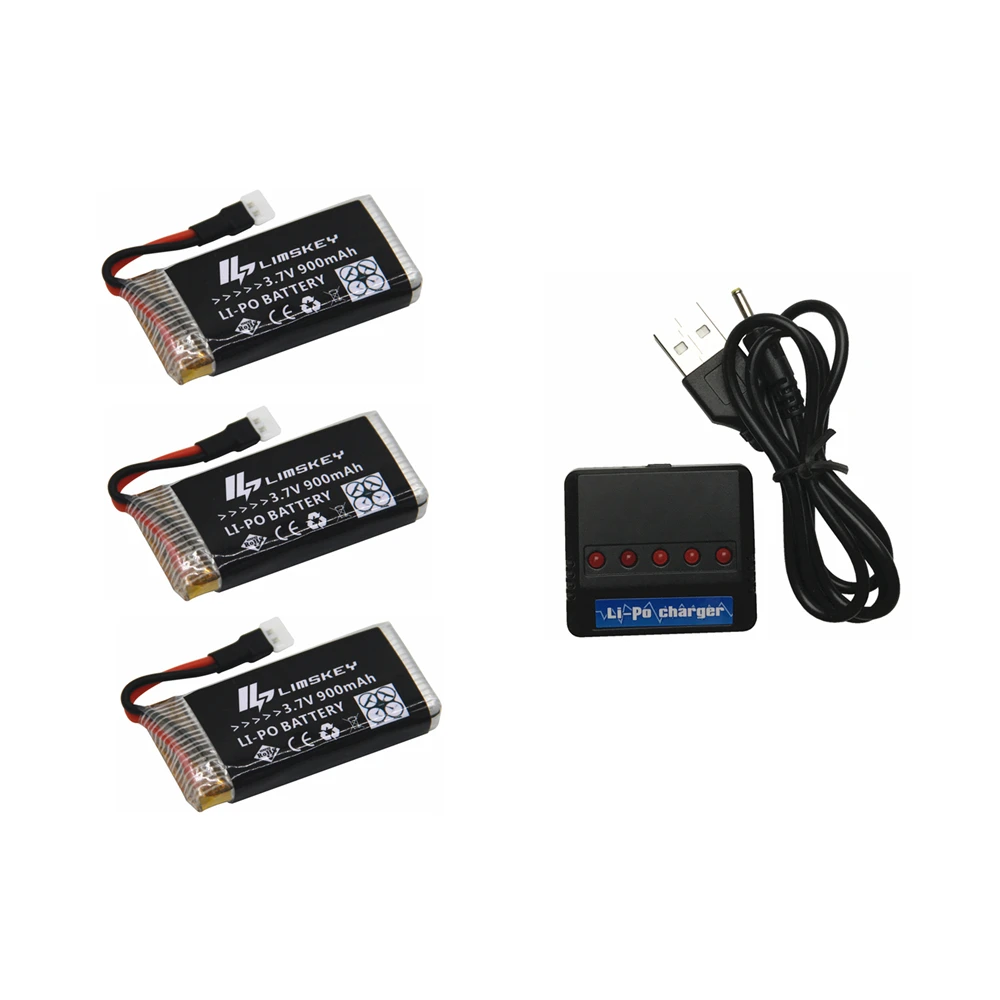 Limskey 900mAh 3,7 V LiPo батарея для SYMA X5C X5SC X5SW батарея с зарядным устройством RC Drone 3,7 V 900 mah Lipo батарея 902550 - Цвет: 3 with c