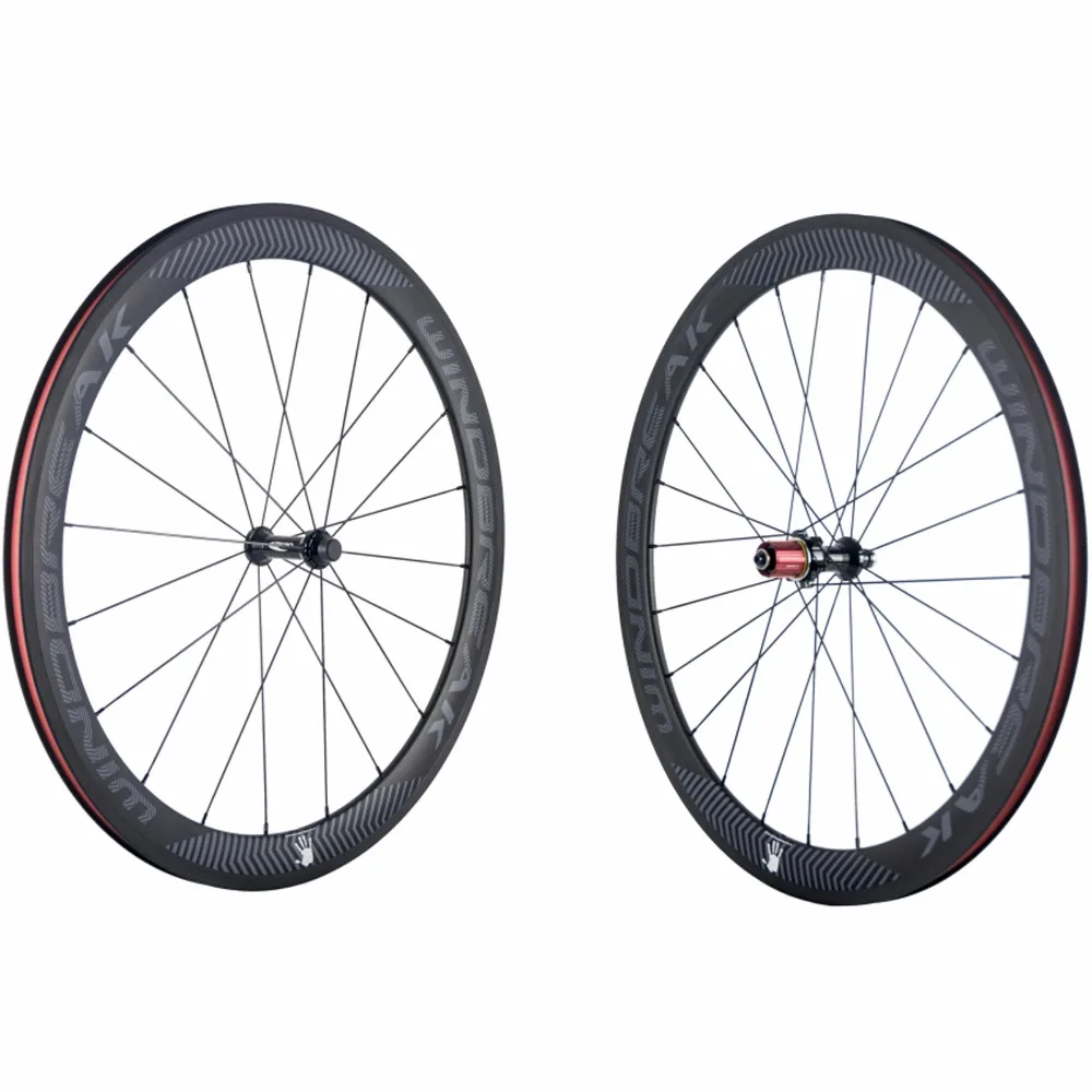 WINDBREAK Clincher/Tubular Carbon Wheelset Road Bike 50mm Clincher