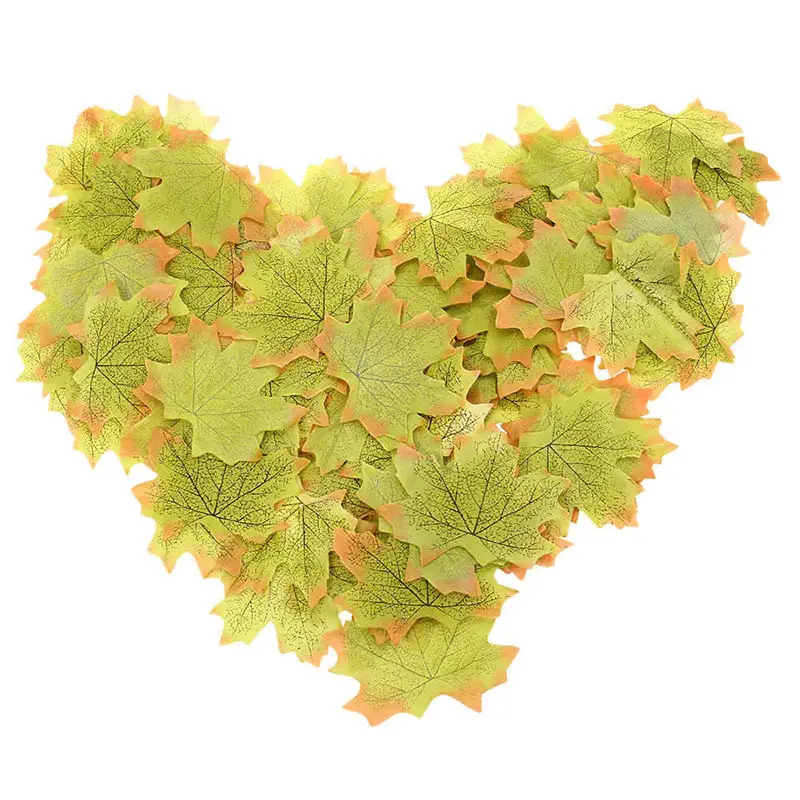 50Pcs DIY Colorful Autumn Leaves Maple Leaves Simulation Foliage Decoration