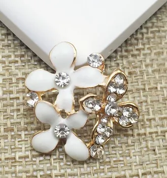 

22 MM 20Pcs/lot 3 Colors Fancy metallic rhinestone flower button for wedding embellishment headband DIY hair accessories MYQB019