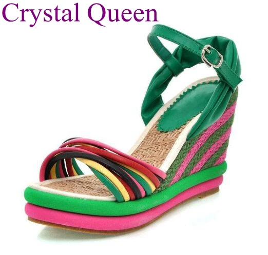 

gladiator sandals women 2018 women wedges sandals bohemia color block decoration straw braid platform wedges women sandals 2015