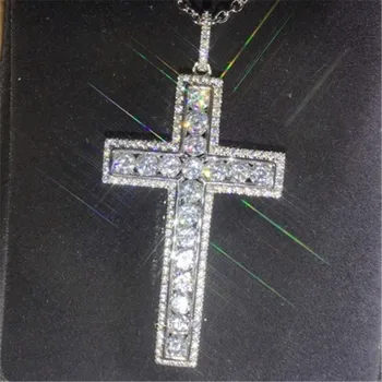 

Fashion Tennis Big Cross Pendant Pave AAAAA cz 925 sterling silver Party Wedding Cross Pendant necalace for women Men Jewelry