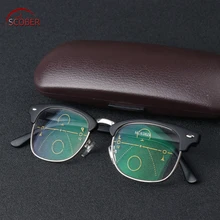 = SCOBER = прогрессивные Мультифокальные очки для чтения 60s винтажные Ретро очки для бровей видеть близкий и Дальний Топ 0 Добавить+ 1 К+ 4