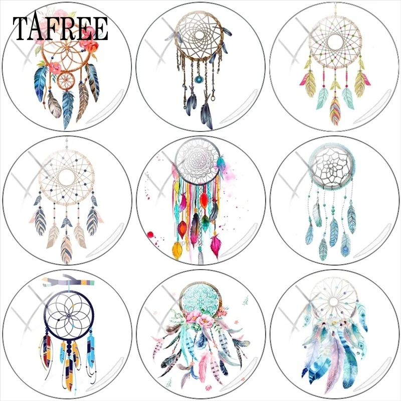 

TAFREE Beauty Dreamcatcher Picture 5pcs 12mm/15mm/16mm/18mm/20mm/25mm Round Photo Glass Cabochon Demo Flat Back Making Findings