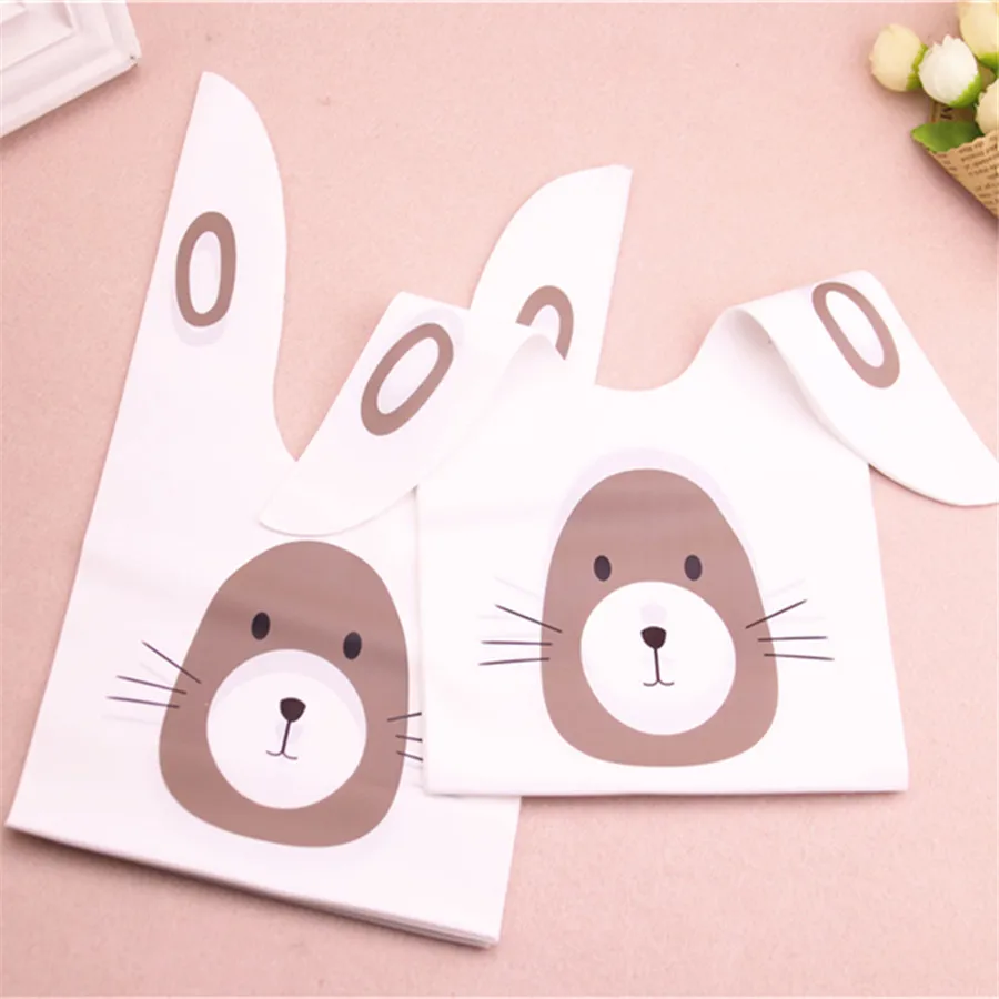 Wholesale 50pcs/lot Cute Plastic Candy Packing For Balloons Birthday Lovely Rabbit Ear Soap Packaging Christmas Candy Bags