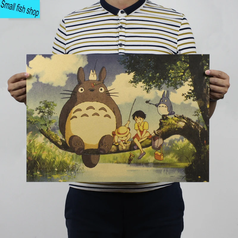 Miyazaki Hayao Totoro Spirited away Cartoon animation Home Furnishing decoration Kraft Movie Poster Drawing core Wall stickers