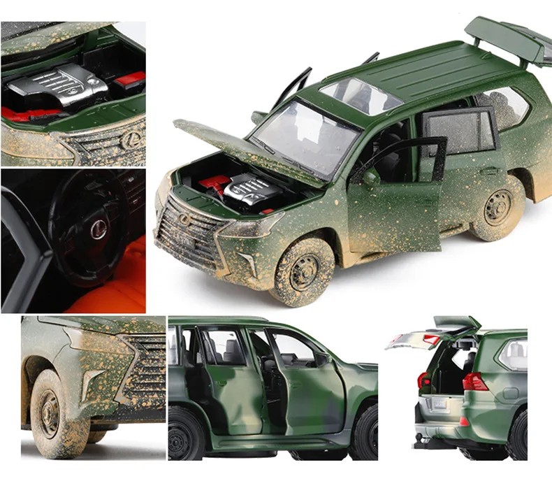 1/32 LEXUS LX570 Игрушечная модель автомобиля из сплава, детские игрушки, настоящая Лицензионная коллекция, военный внедорожник