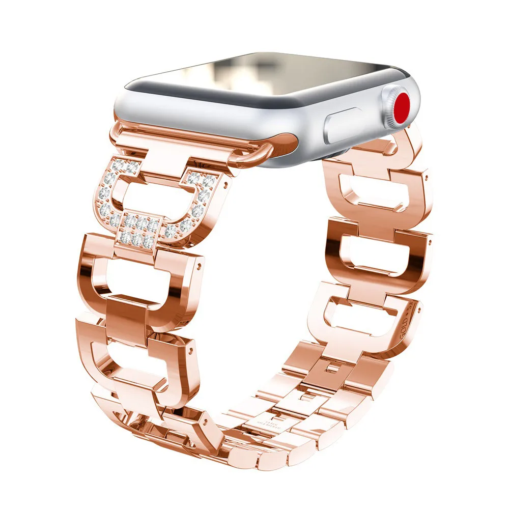 Роскошная обувь с украшением в виде кристаллов Нержавеющая сталь металлический браслет ремешок для Apple Watch 1/2/3 38 мм для смарт-часы Mar 7