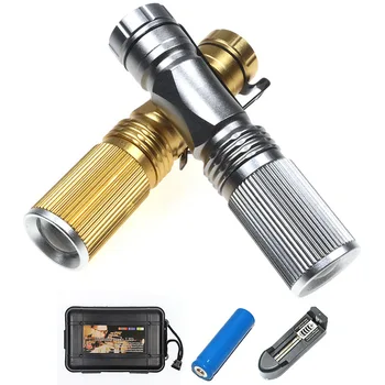 

LED field military tactical small flashlight rechargeable waterproof golden flashlight