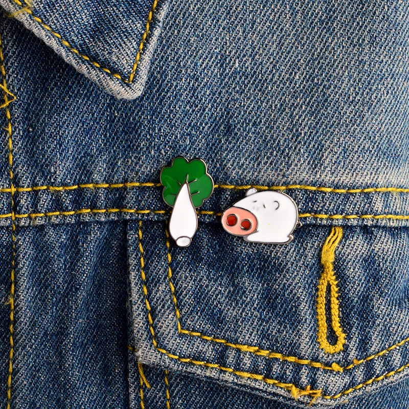 

2PCS/SET cabbage and pig pin set Hat Bag Jeans Pins Denim jackets Bags Backpack Accessories Fashion cute pins wholesale