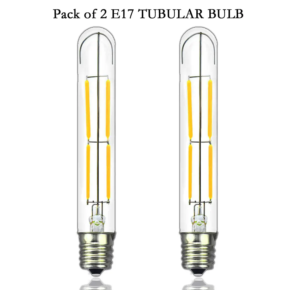 

E17 INTERMEDIATE Base 4W Dimmable T6.5 LED Tubular Light Bulbs 120V LED Appliance Lights LED Bulbs Replace 40W Incandescent