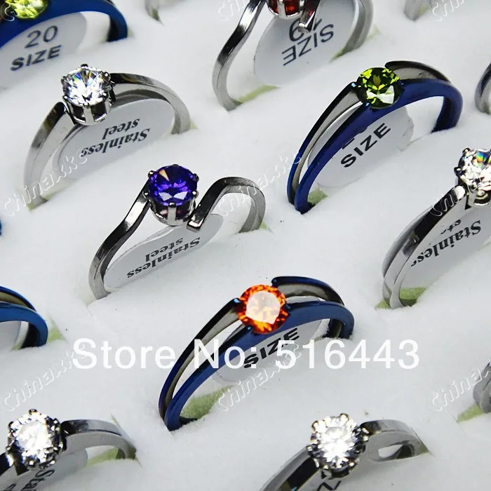 

Hot Sale 50pcs Cubic Zircon Fashion Top Stainless Steel Women Rings Wholesale Jewelry Lots