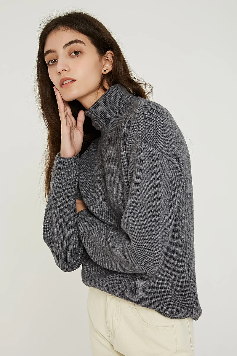 WIXRA витер женский 2019 осень зима высокий ворот кэжуал свободный вязанный пуловер джемпер