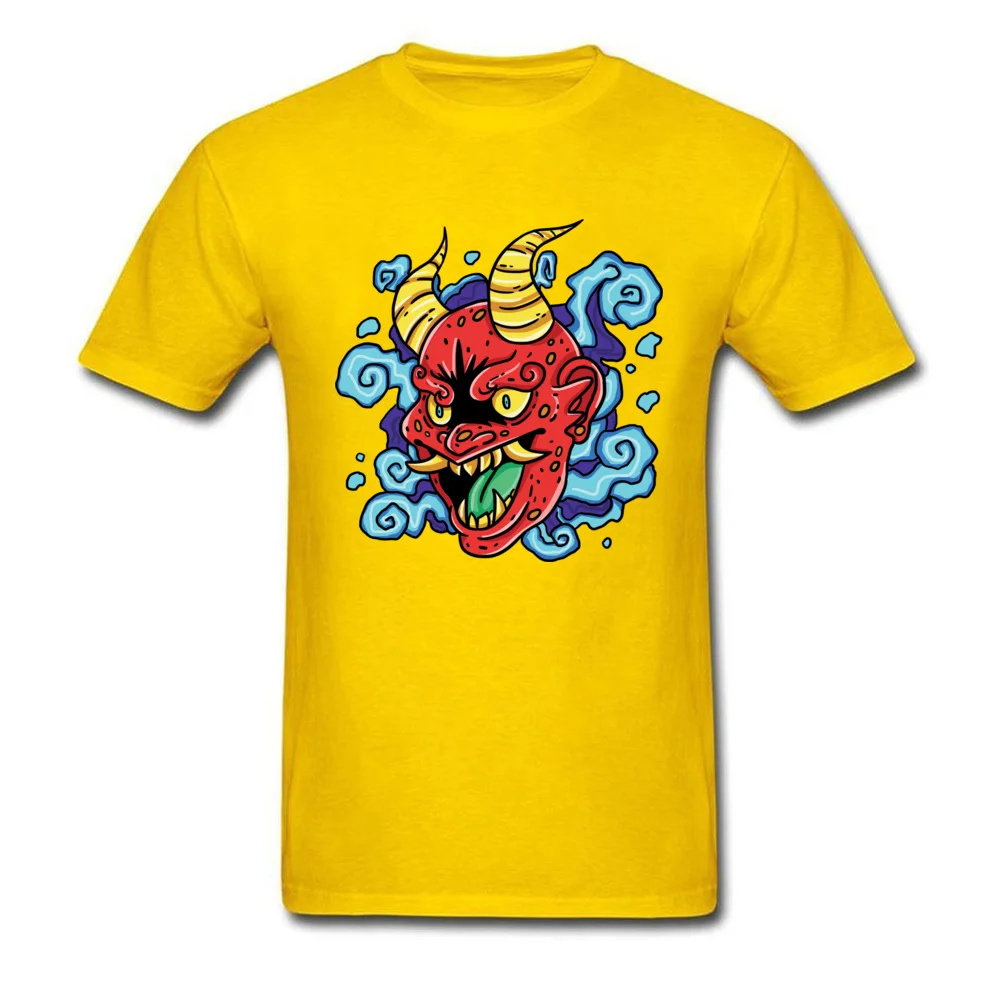 Graphic Kabuki Mask Birthday Short Sleeve T Shirts Autumn Round Neck Pure Cotton Tops Shirt for Men Tops Shirt Fitness Tight Kabuki Mask yellow