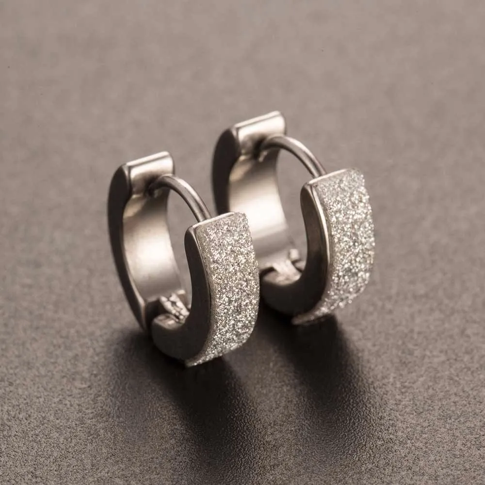 FAMSHIN New Design1 Pair Cool Punk Men's Stainless Steel Hoop Piercing