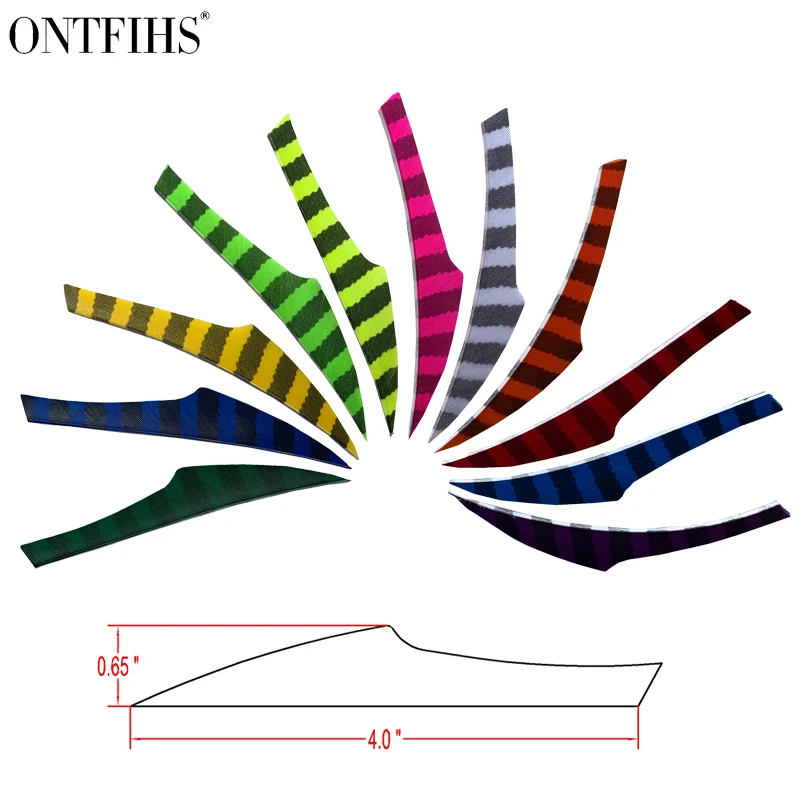 

ONTFIHS 50pcs 4" RW King Striped One Side Archery Fletches Arrrow Feather Fletching Archery Accessories Fletches