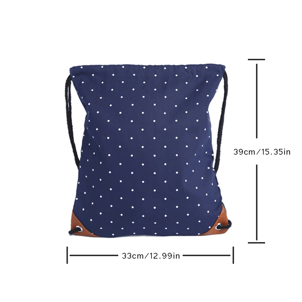 Легкий холщовый рюкзак с круглым точечным шнурком, сумка-мешок для спортзала