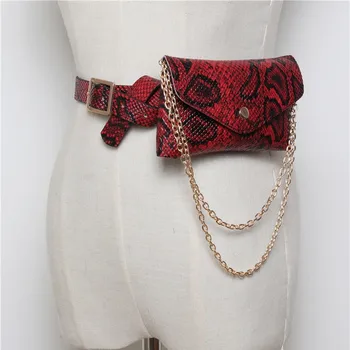 

Waist Bag women designer fanny pack fashion Serpentine belt bag Ladies pu Leather Phone purse brand design Chain chest bag brown