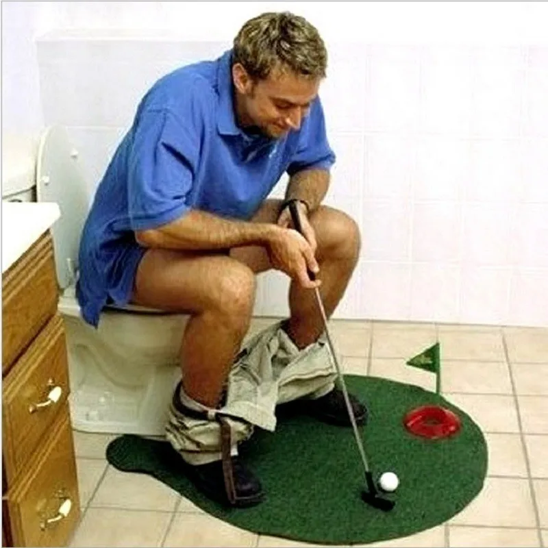 

Funny Potty Putter Toilet Golf Game High Quality Toys Mini Golf Mat Set Novelty Game Toy Gift for Children Adults