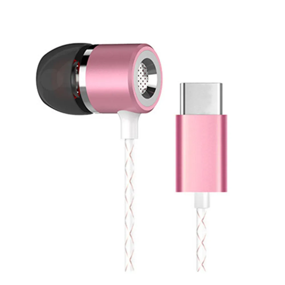 USB Type C Earbud Headphones Extra Bass Noise Cancelling for Xiaomi Huawei