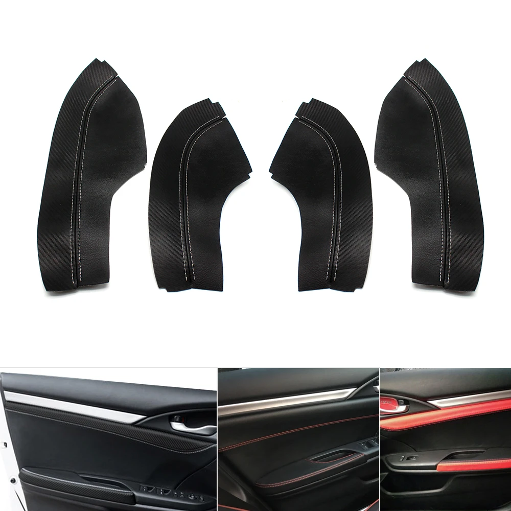 Us 18 98 16 Off 4pcs Microfiber Leather Interior Door Panels Guards Door Armrest Covers Protective Trim For Honda Civic 10th Gen 2016 2017 In