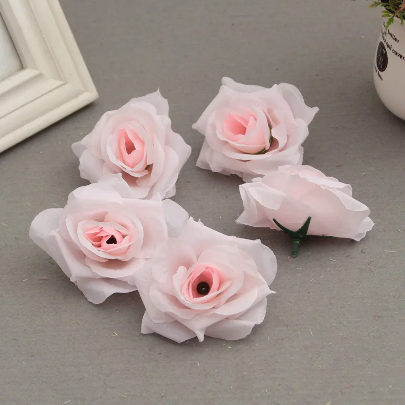 50 Pcs Fake Artificial Silk Rose Heads Flower Buds DIY Bouquet Home Wedding Craft Decor Supplies XB 66