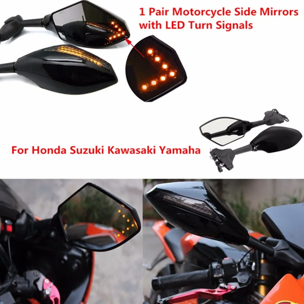 1 пара светодиодные зеркала для поворотников Honda CBR 600 1000 RR Suzuki GSXR | Автомобили и