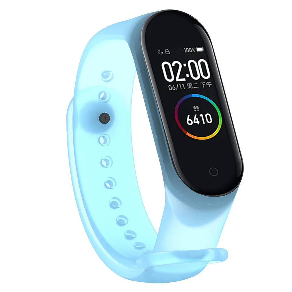 Ремешок силиконовый для Xiaomi Mi Band 4 прозрачный сменный спортивный браслет смарт