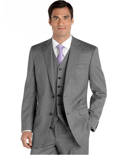 Горячая распродажа на заказ мужские костюмы светло-серый куртка брюками формальные мужчины костюм указан свадебные костюмы жениха